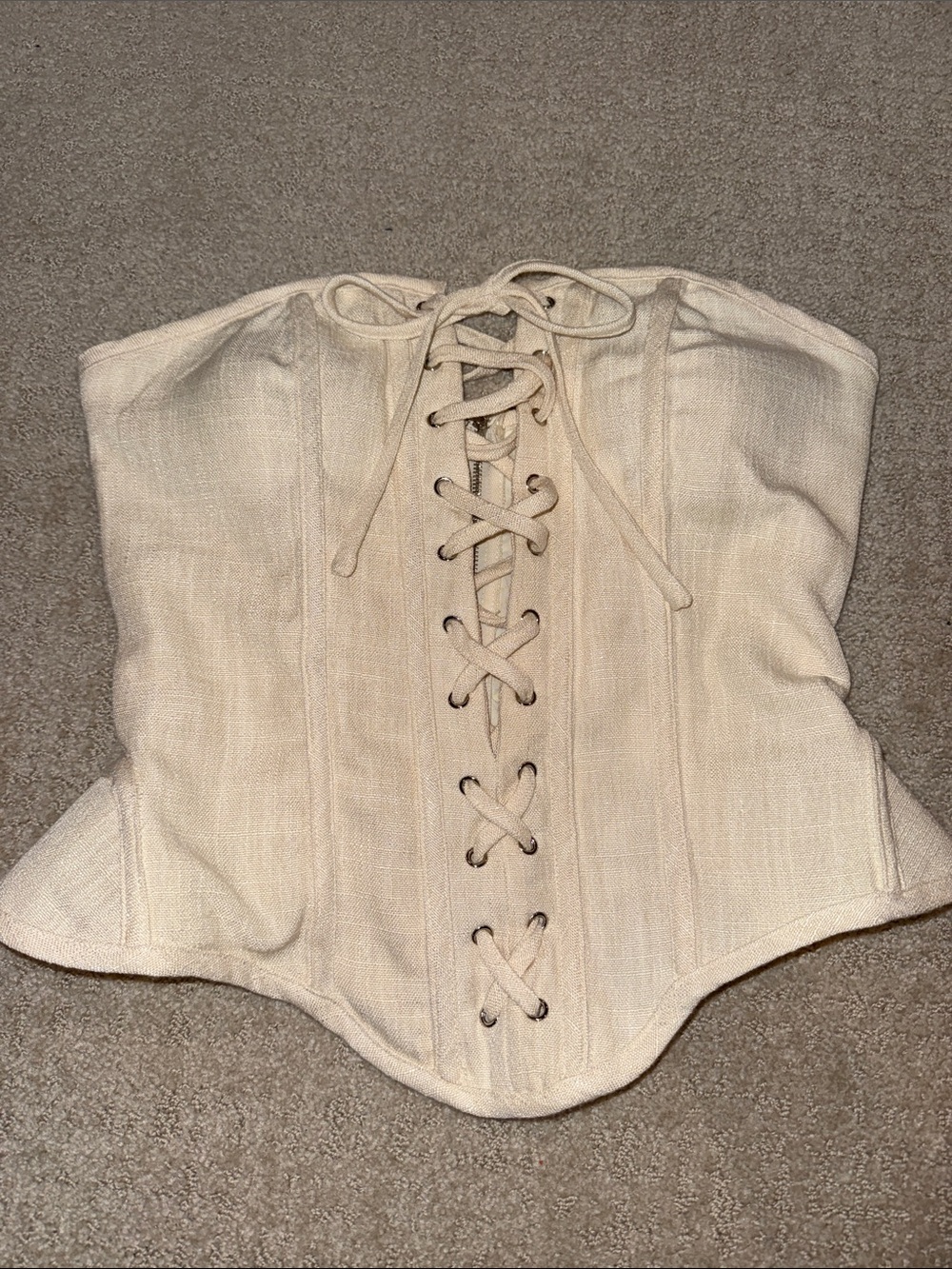 BLITHE LA Cream Lace Up Corset Bustier Top Size L